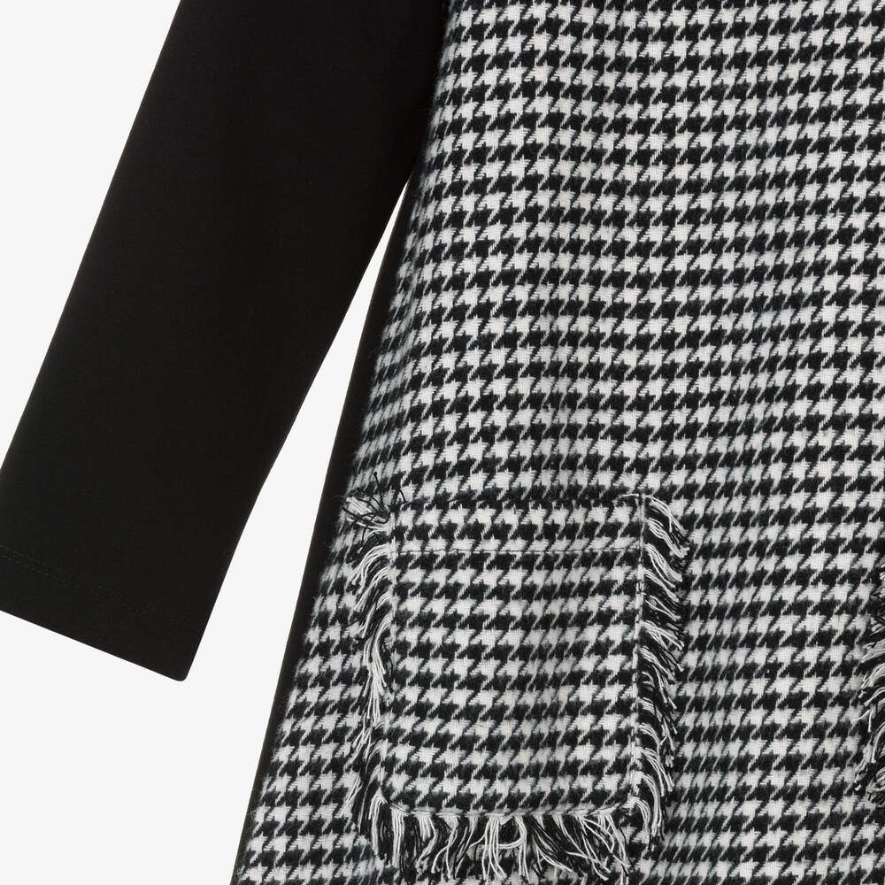Mayoral-Girls Black & Ivory Houndstooth Dress | Childrensalon Outlet