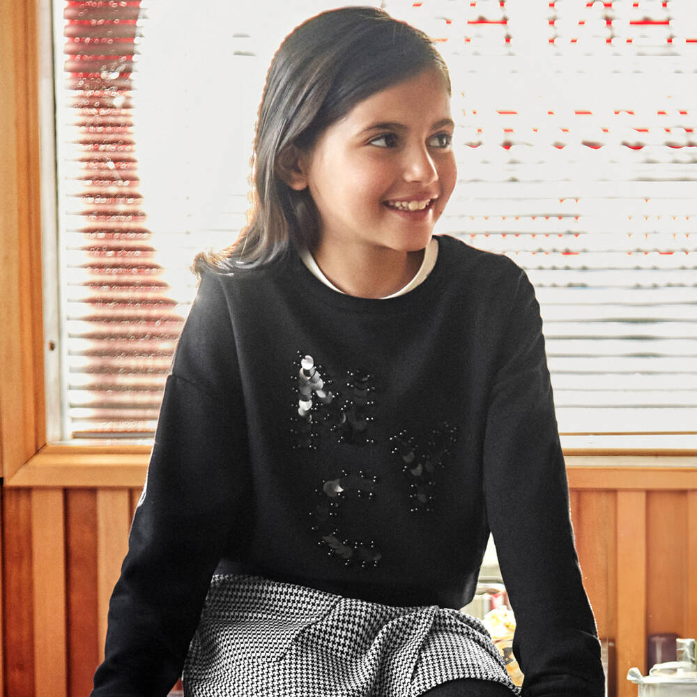 Mayoral-Girls Black Jersey Pullover | Childrensalon Outlet