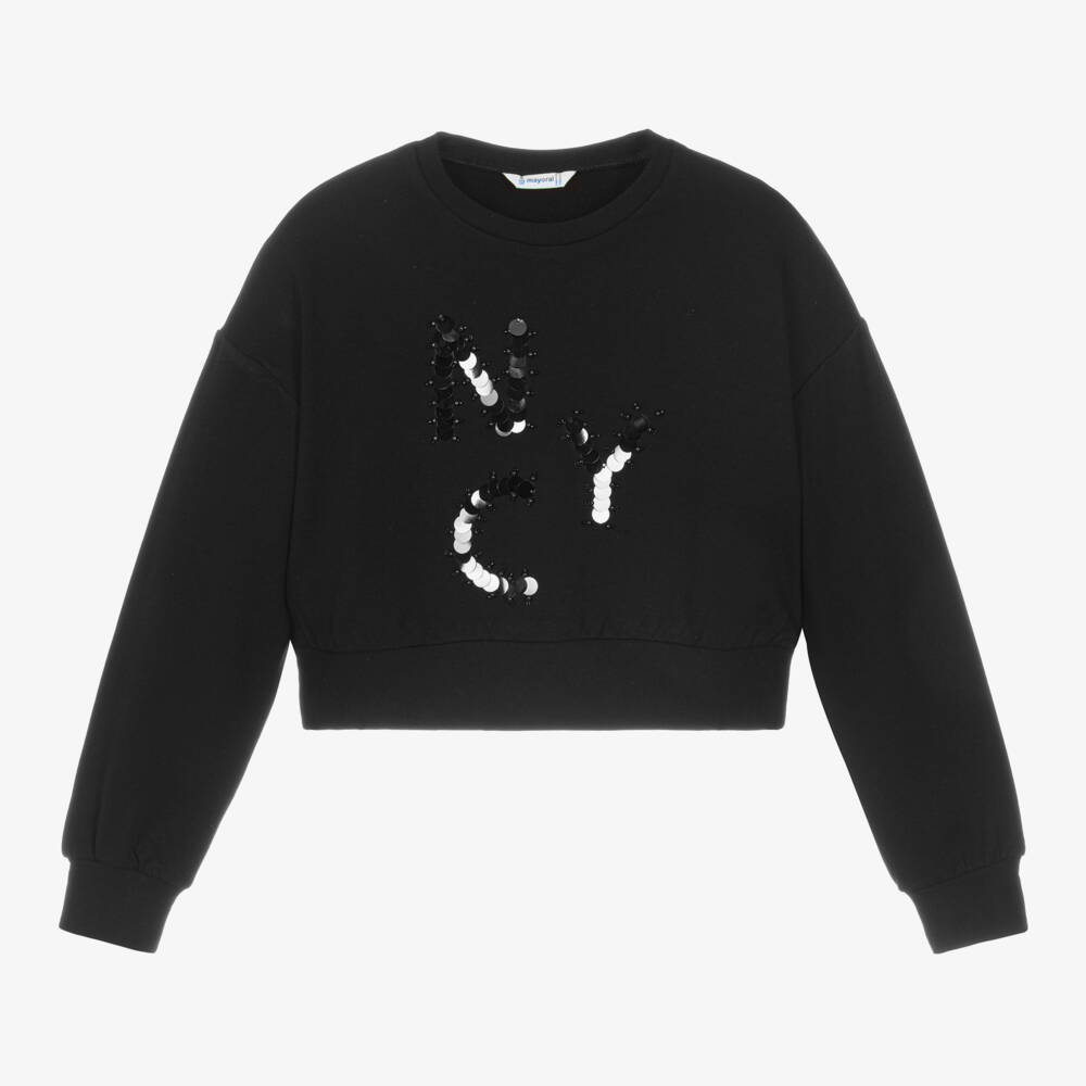 Mayoral-Girls Black Jersey Pullover | Childrensalon Outlet