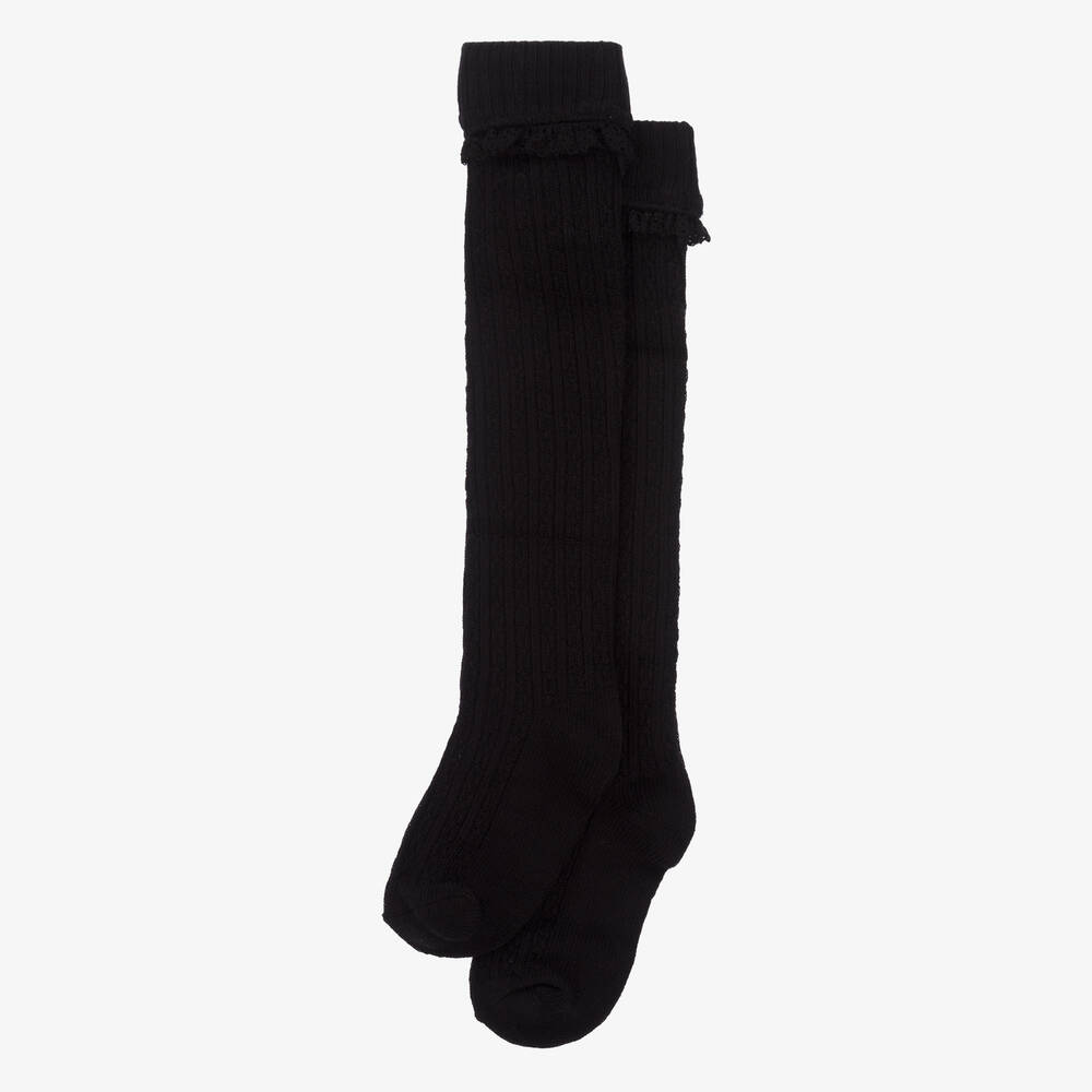 مايورال-جوارب مزيج قطن لون أسود للبنات | Childrensalon Outlet