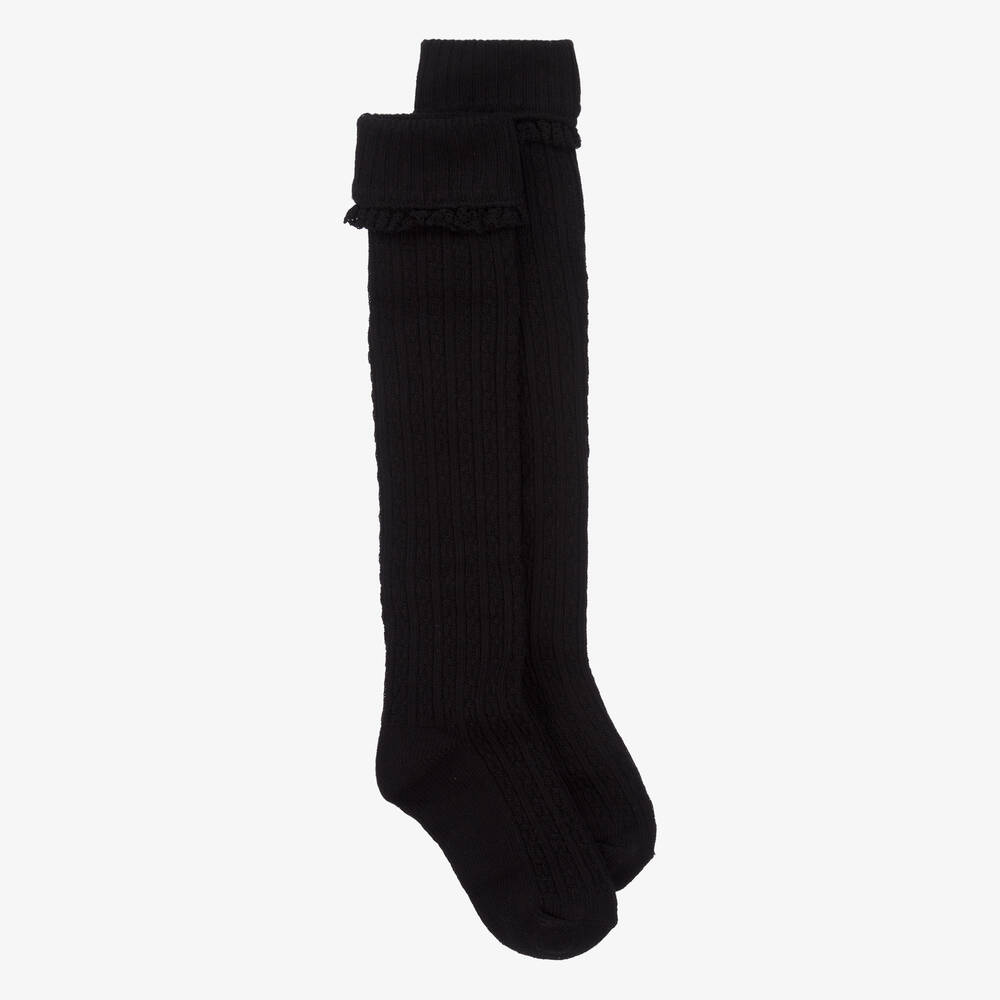 Mayoral - Girls Black Knee-High Socks | Childrensalon