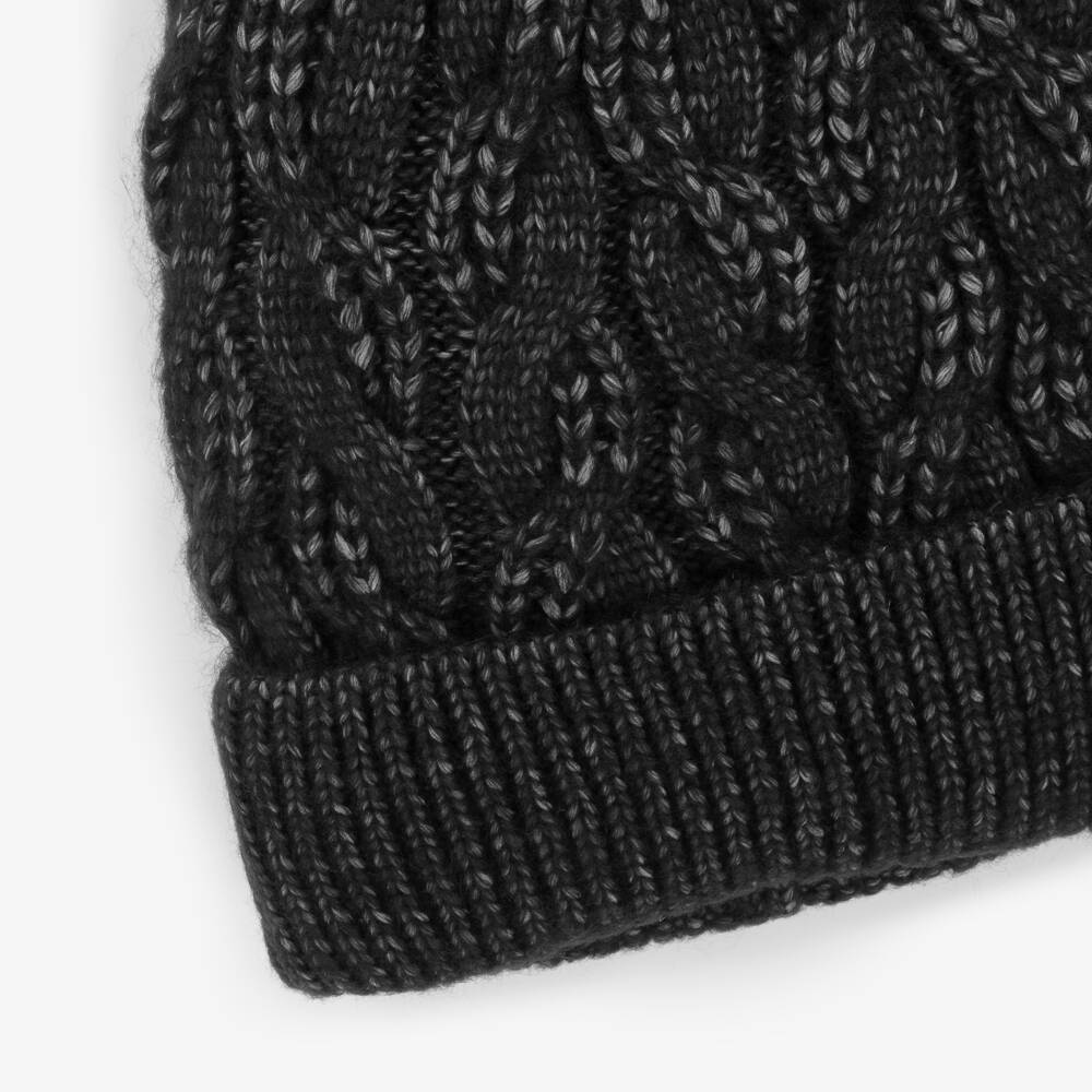 Mayoral-Girls Black Knit Pom-Pom Beanie | Childrensalon Outlet