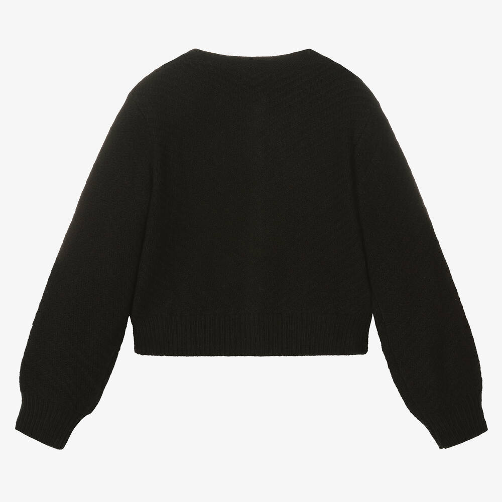 Mayoral-Girls Black Knitted Cardigan | Childrensalon Outlet