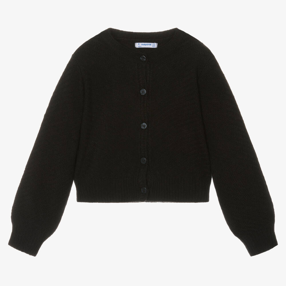 Mayoral - Cardigan noir en maille fille | Childrensalon