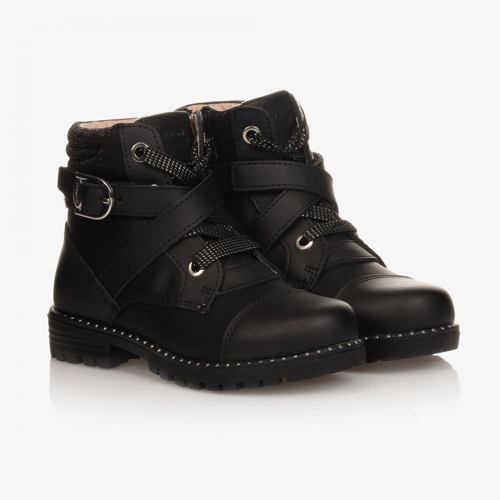 Mayoral - Bottines noires en cuir Fille | Childrensalon