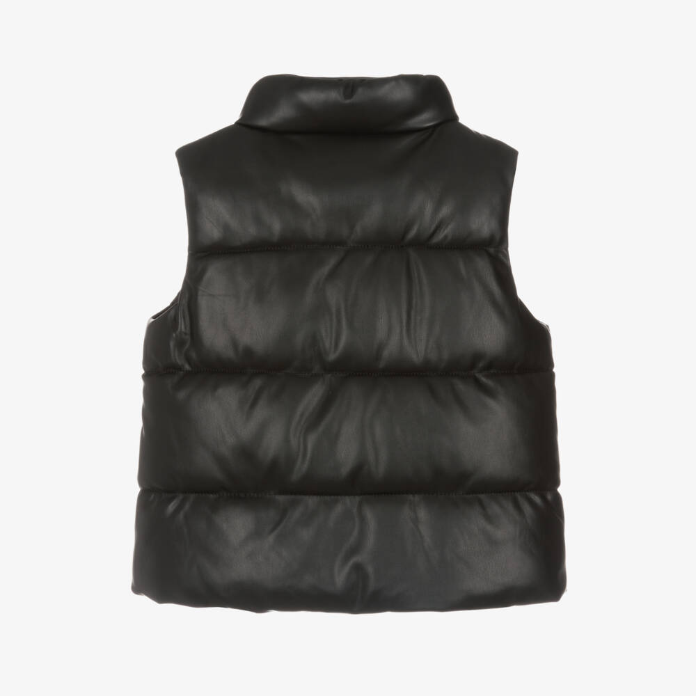 Mayoral-Girls Black Leather-Style Puffer Vest | Childrensalon Outlet