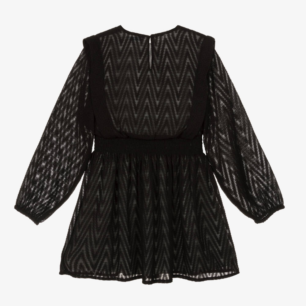Mayoral-فستان زيغ زاغ شيفون لون أسود | Childrensalon Outlet