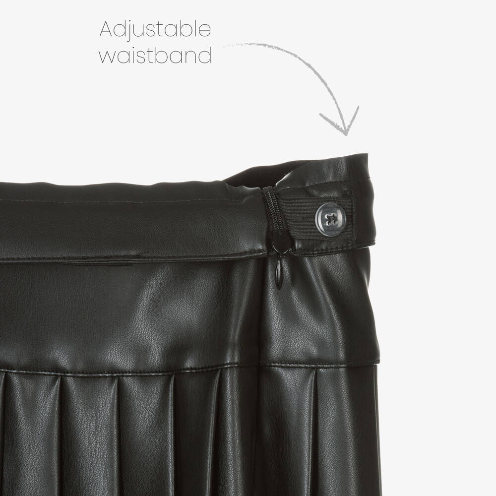 مايورال-تنورة جلد صناعي بكسرات لون أسود | Childrensalon Outlet