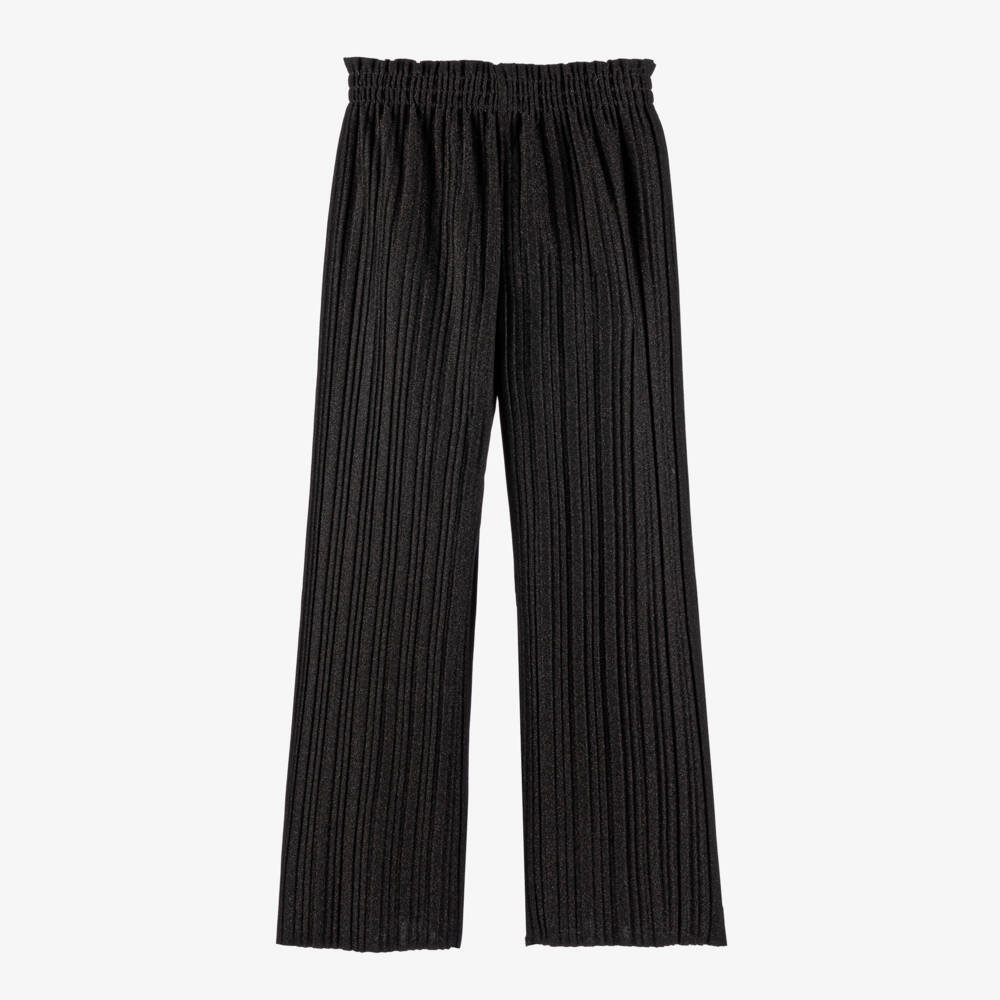 Mayoral-Girls Black Pleated Sparkle Trousers | Childrensalon Outlet