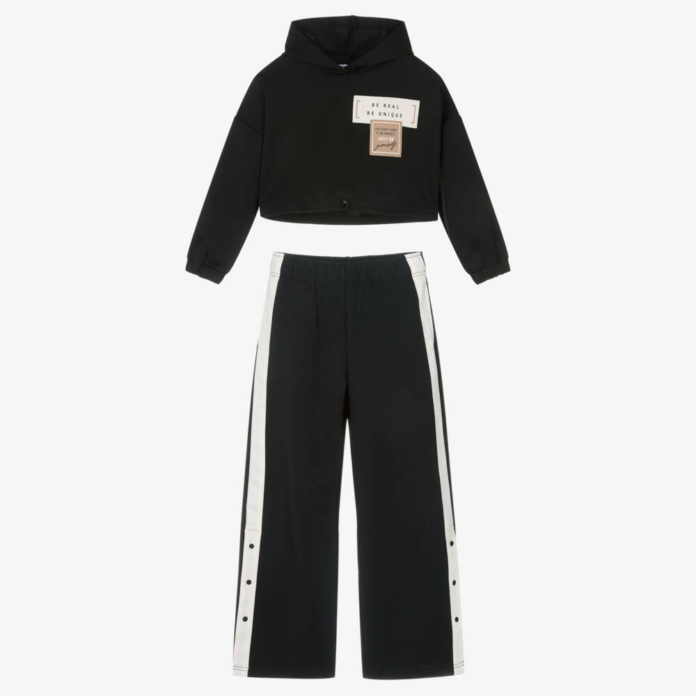 Mayoral-Girls Black Positive Slogan Tracksuit | Childrensalon Outlet