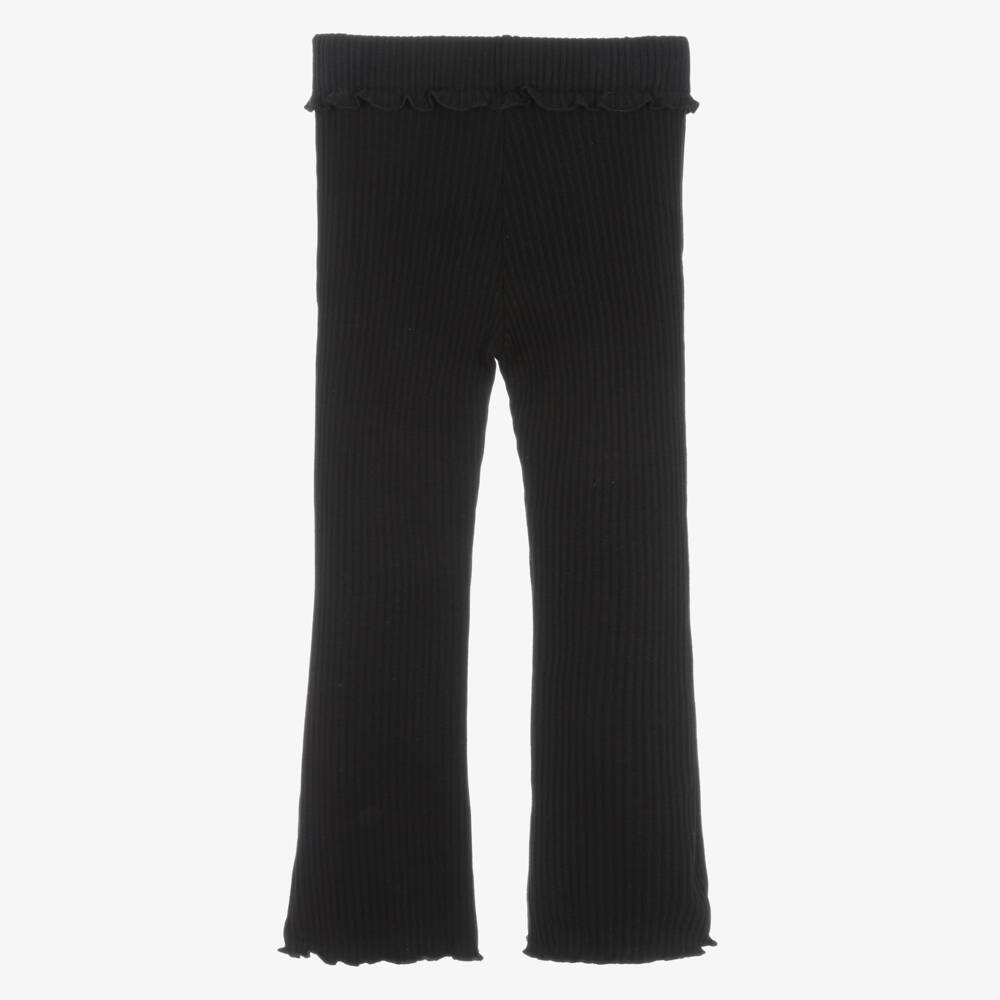 Mayoral-Girls Black Ribbed Cotton Leggings | Childrensalon Outlet