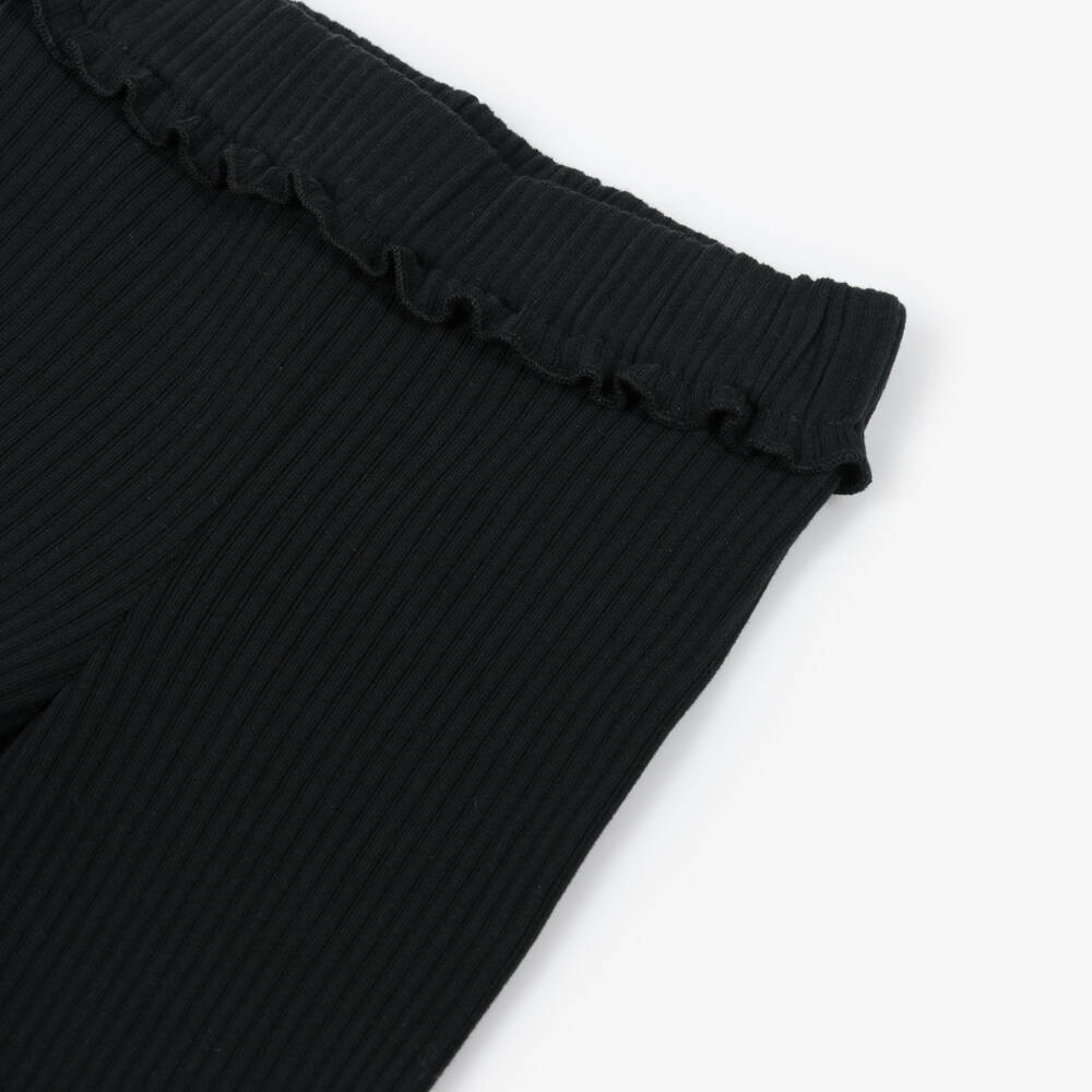 Mayoral-Girls Black Ribbed Cotton Leggings | Childrensalon Outlet