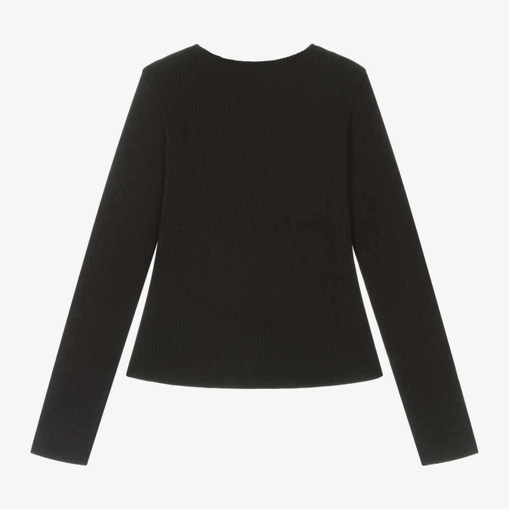 Mayoral-Girls Black Ribbed Jersey Top | Childrensalon Outlet