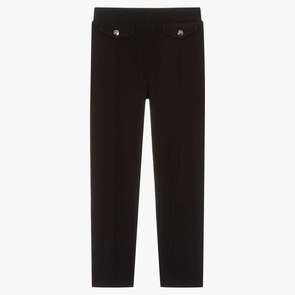 Mayoral - Girls Black Ribbed Slim-Fit Trousers | Childrensalon