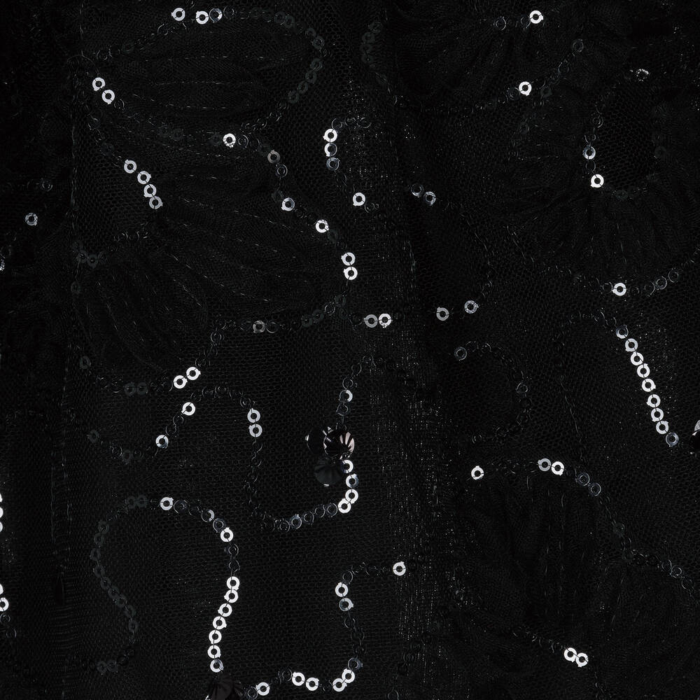 Mayoral-Girls Black Sequin & Tulle Floral Skirt | Childrensalon Outlet