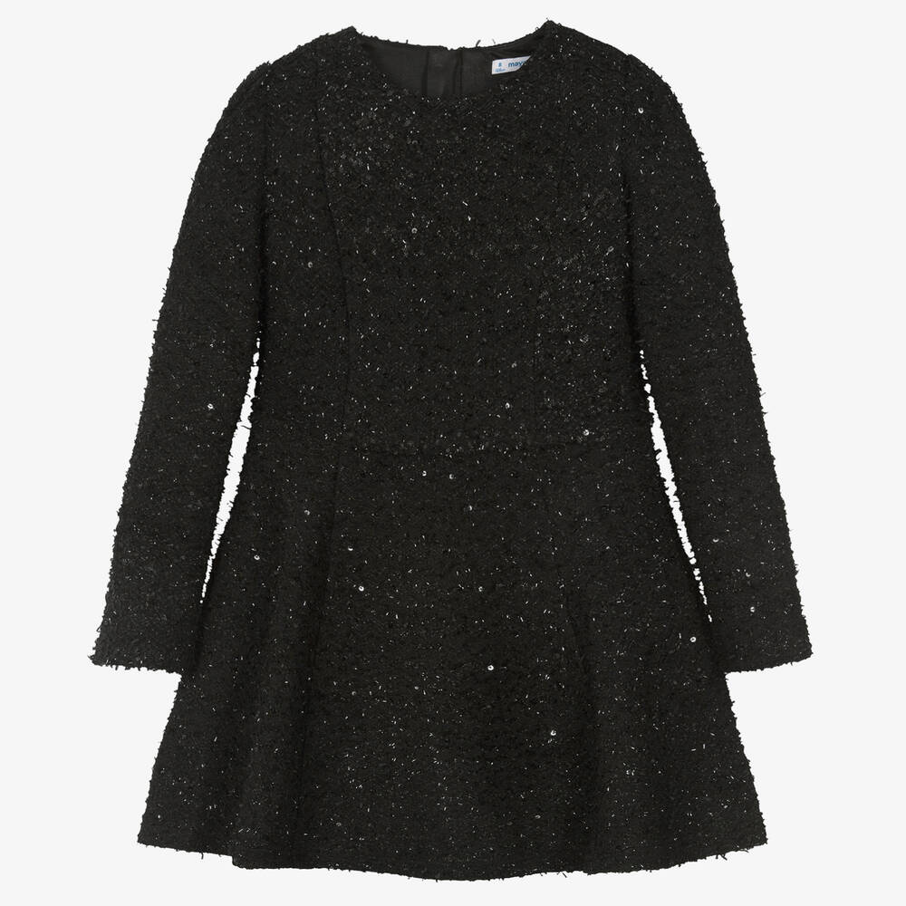 Mayoral - Черное платье с пайетками для девочек | Childrensalon