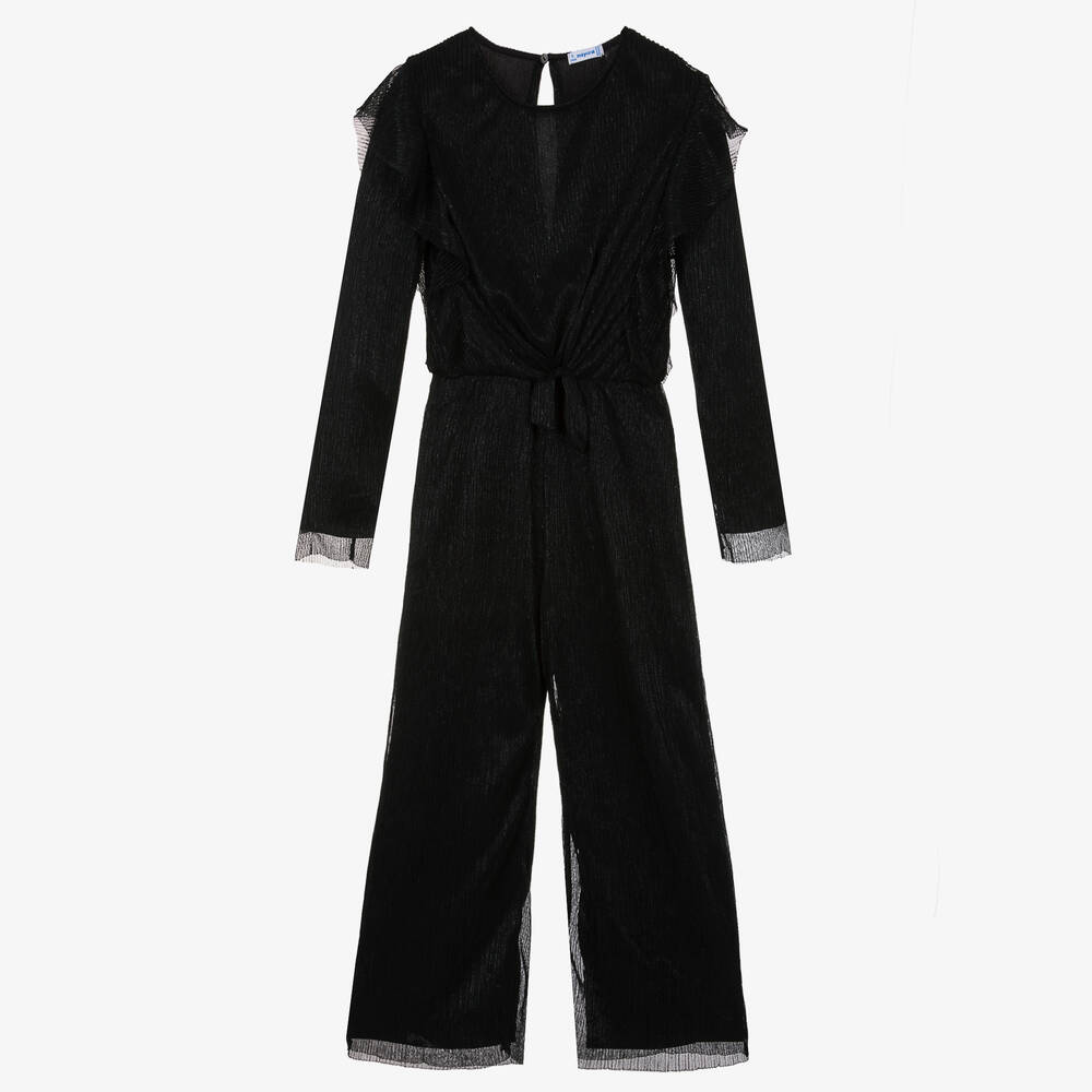 Mayoral - Girls Black Shimmery Jumpsuit | Childrensalon