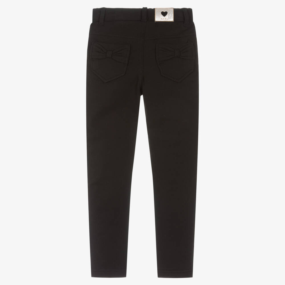 Mayoral-Girls Black Stretchy Jersey Trousers | Childrensalon Outlet