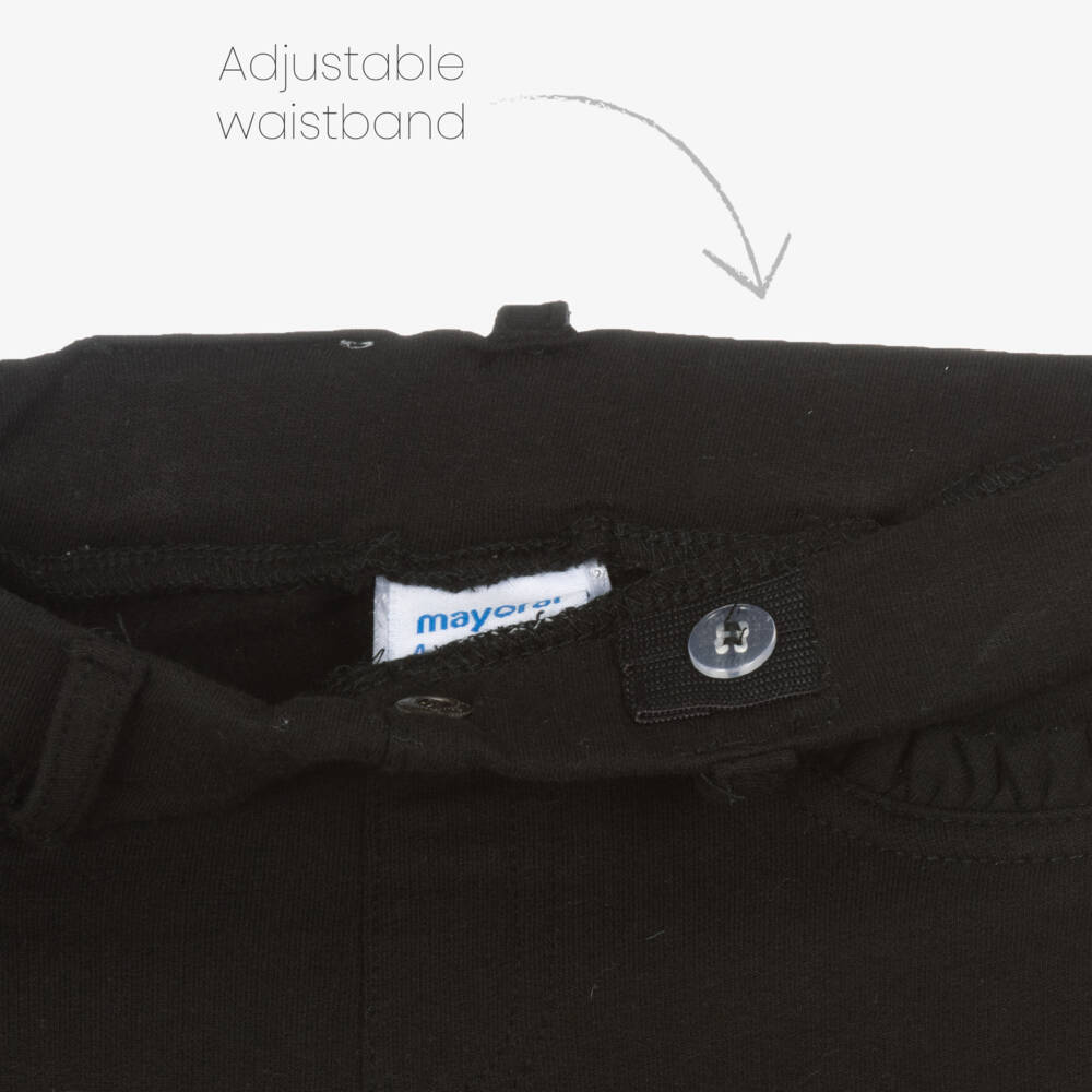 Mayoral-Girls Black Stretchy Jersey Trousers | Childrensalon Outlet