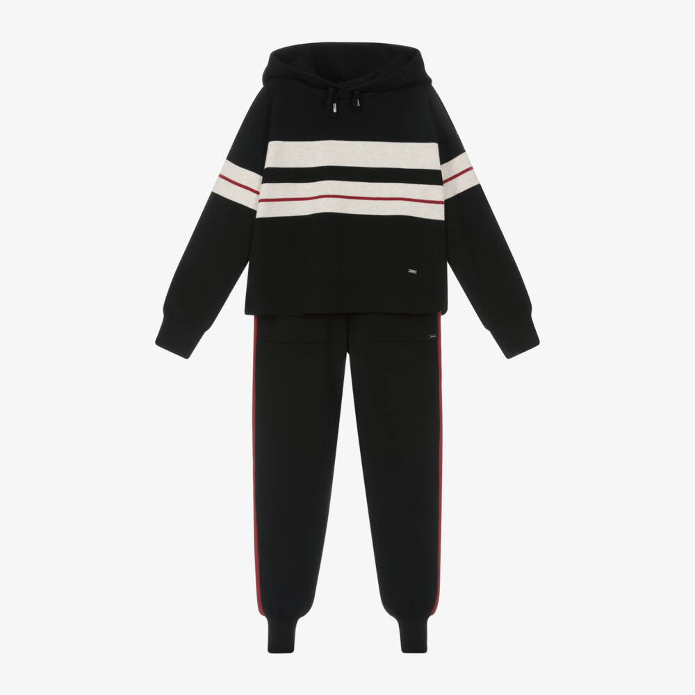 Mayoral-Girls Black Striped Knitted Tracksuit | Childrensalon Outlet