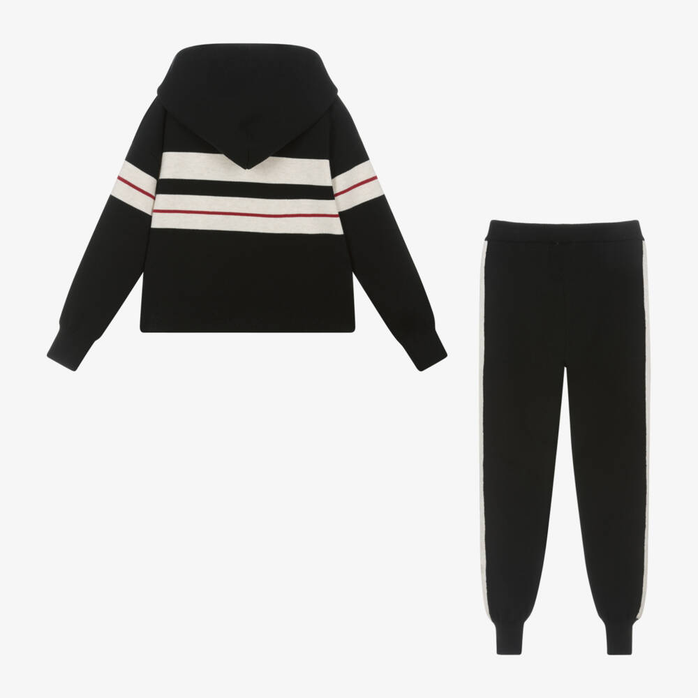 Mayoral-Girls Black Striped Knitted Tracksuit | Childrensalon Outlet