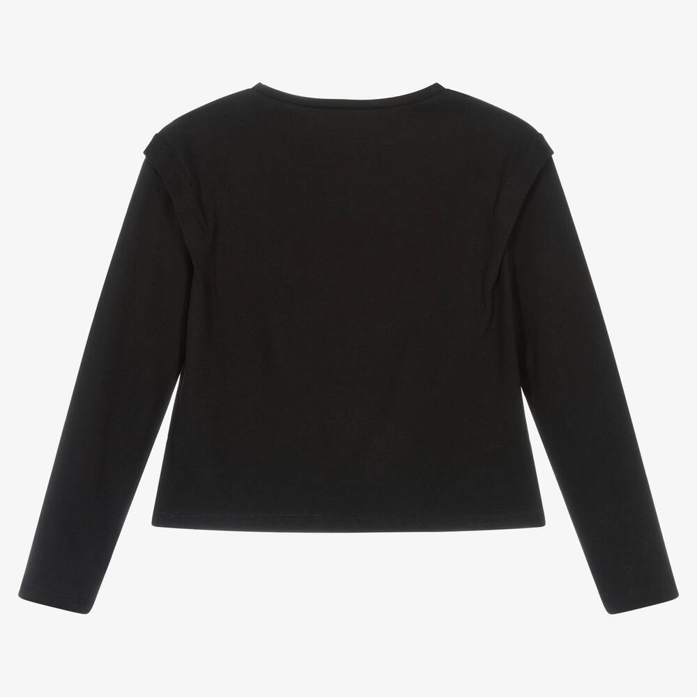 Mayoral-Girls Black Studded Cotton T-Shirt | Childrensalon Outlet