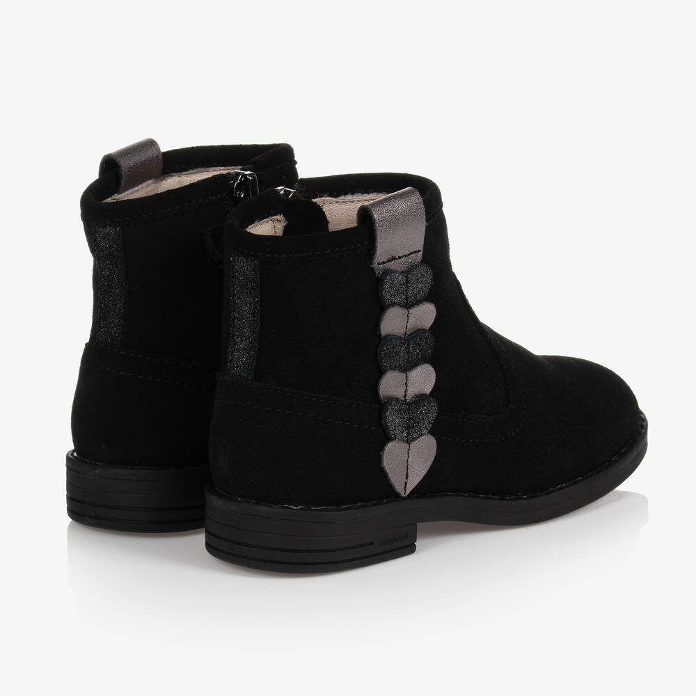 Girls black suede ankle boots 2025