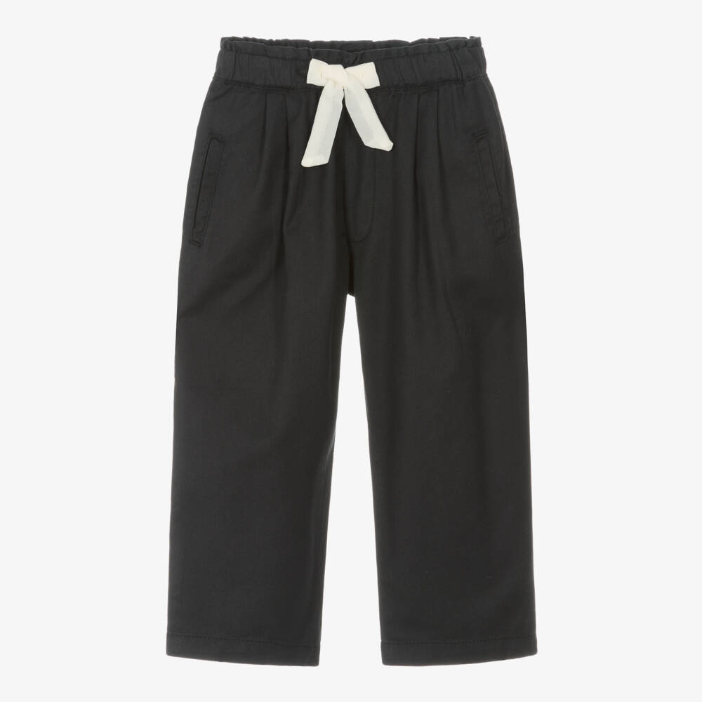 Mayoral-Girls Black Twill Wide Leg Trousers | Childrensalon Outlet