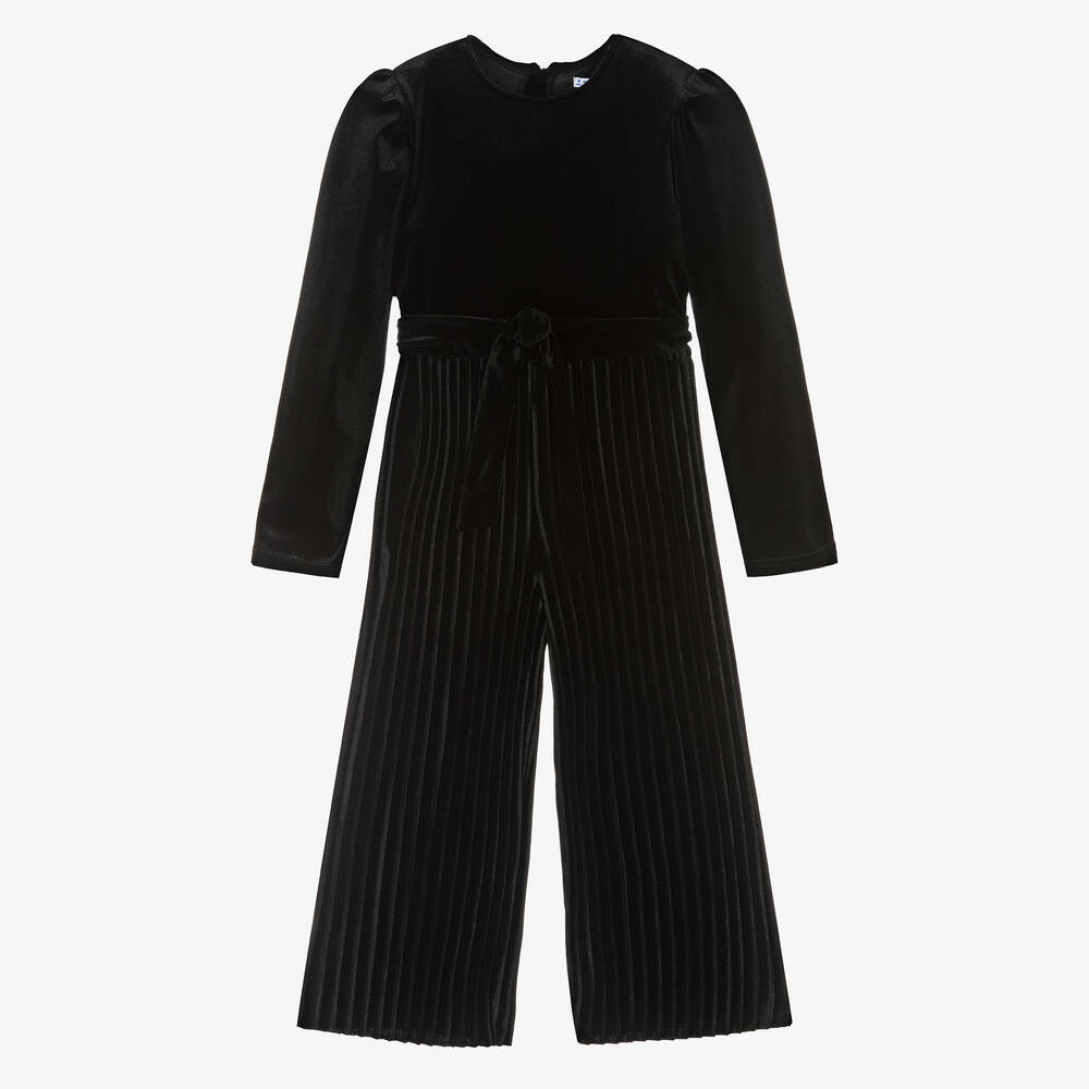 Mayoral - Girls Black Velour Jumpsuit | Childrensalon