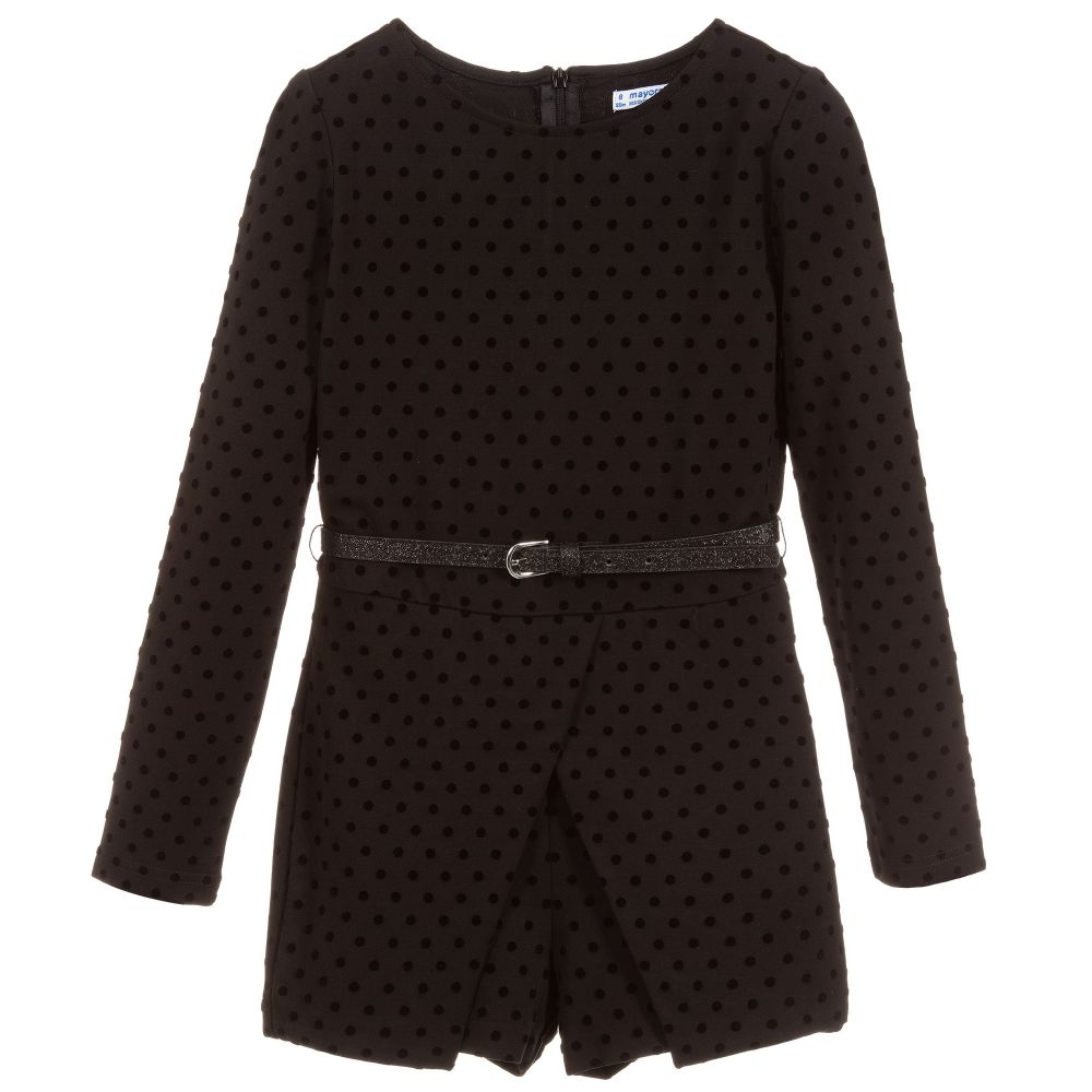 Mayoral - Girls Black Viscose Playsuit | Childrensalon