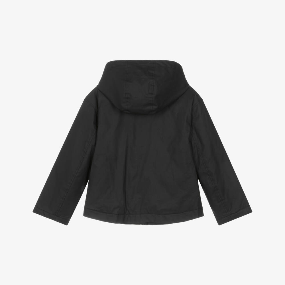Mayoral-Girls Black Waxed Cotton Jacket with Corduroy Collar | Childrensalon Outlet