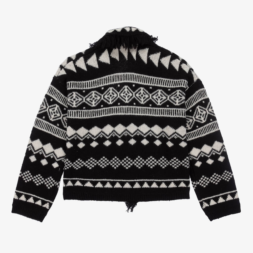 Mayoral-كارديغان مزيج أكريليك محبوك لون أسود وأبيض | Childrensalon Outlet