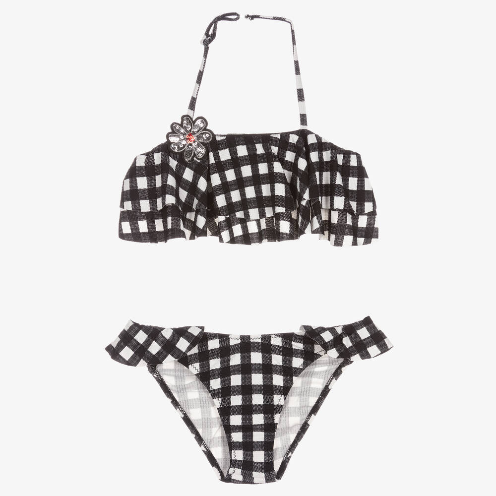 Mayoral - Vichykaro-Bikini in Schwarz & Weiß | Childrensalon