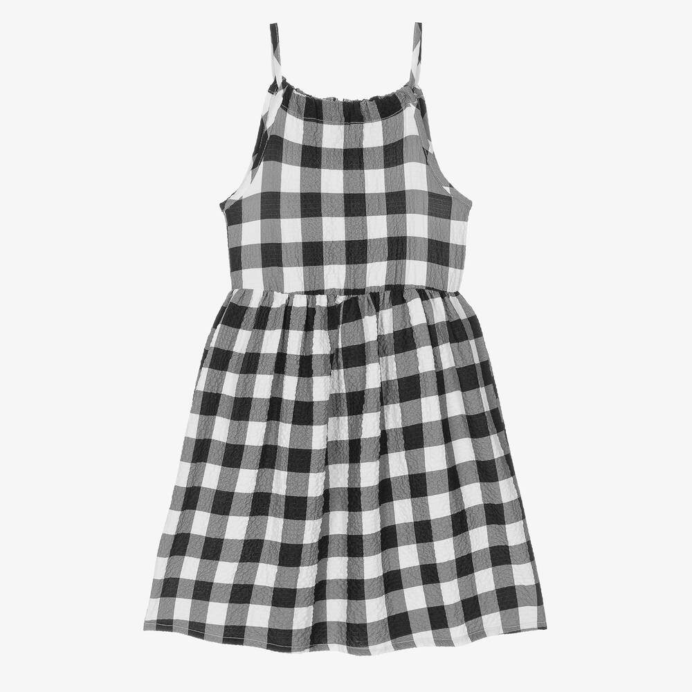 Mayoral - Robe noire et blanche vichy fille | Childrensalon