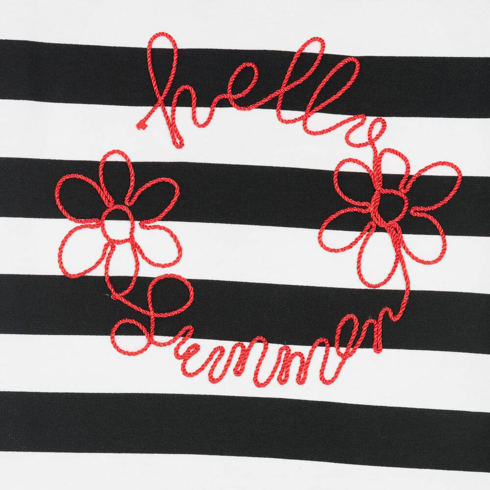 مايورال-فستان هودي قطن جيرسي لون أسود وأبيض | Childrensalon Outlet