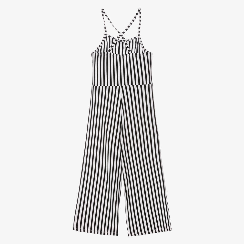 Mayoral - Girls Black & White Striped Jumpsuit | Childrensalon Outlet