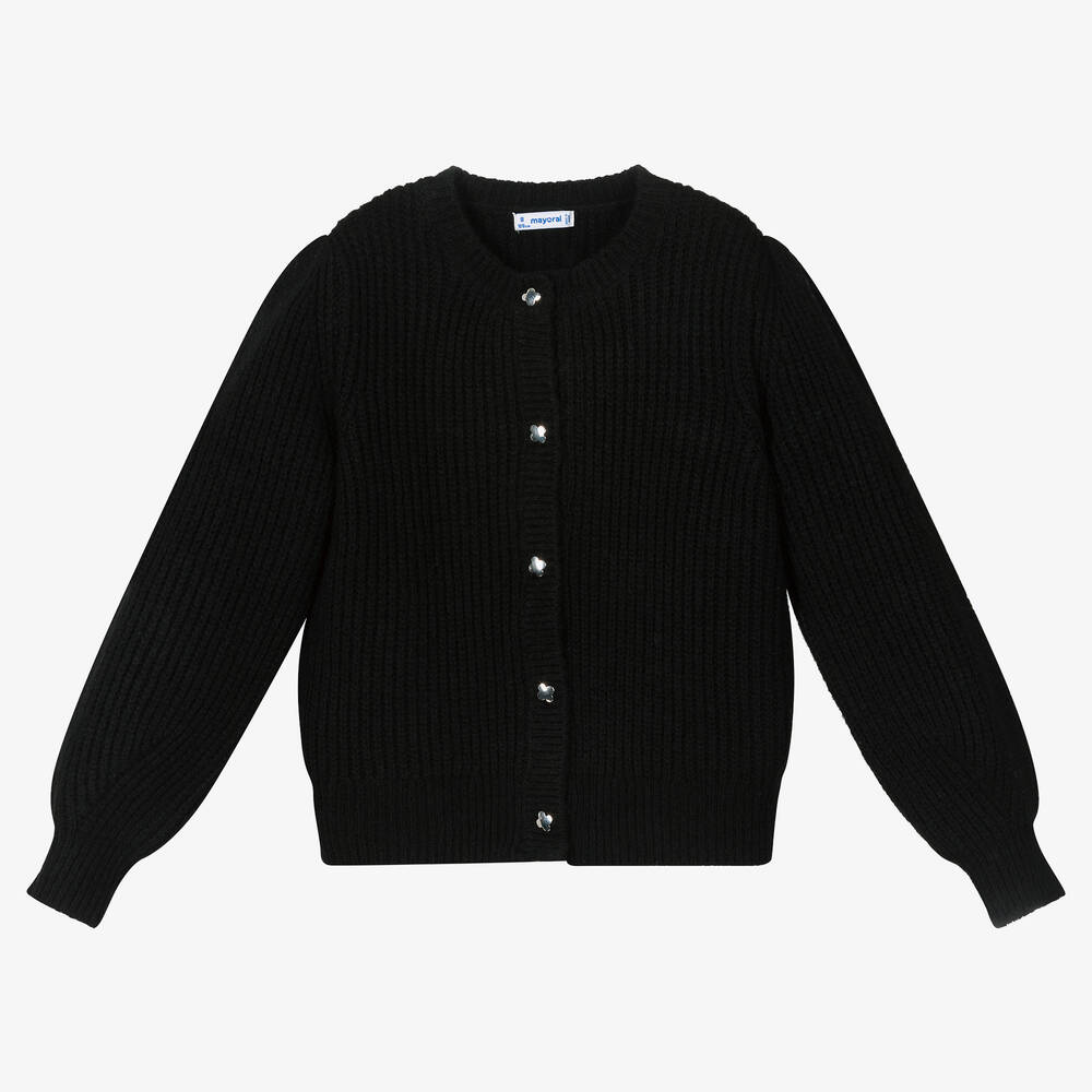 Mayoral - Cardigan noir en laine fille | Childrensalon