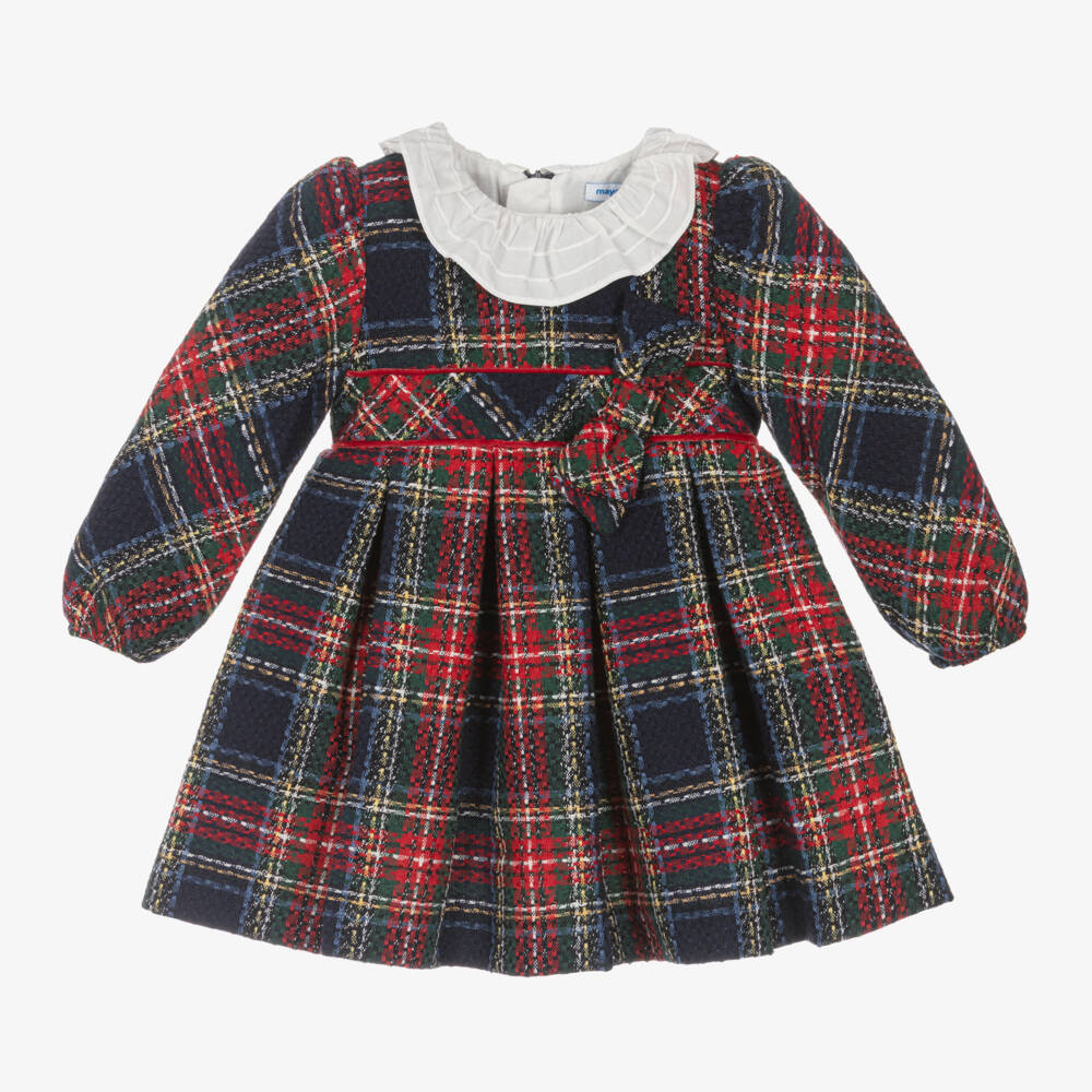 Mayoral-Girls Blue and Red Plaid Dress | Childrensalon Outlet
