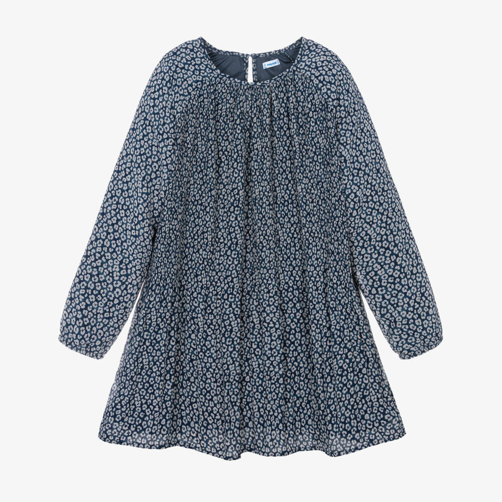 Mayoral-فستان شيفون أزرق مزهر للبنات | Childrensalon Outlet