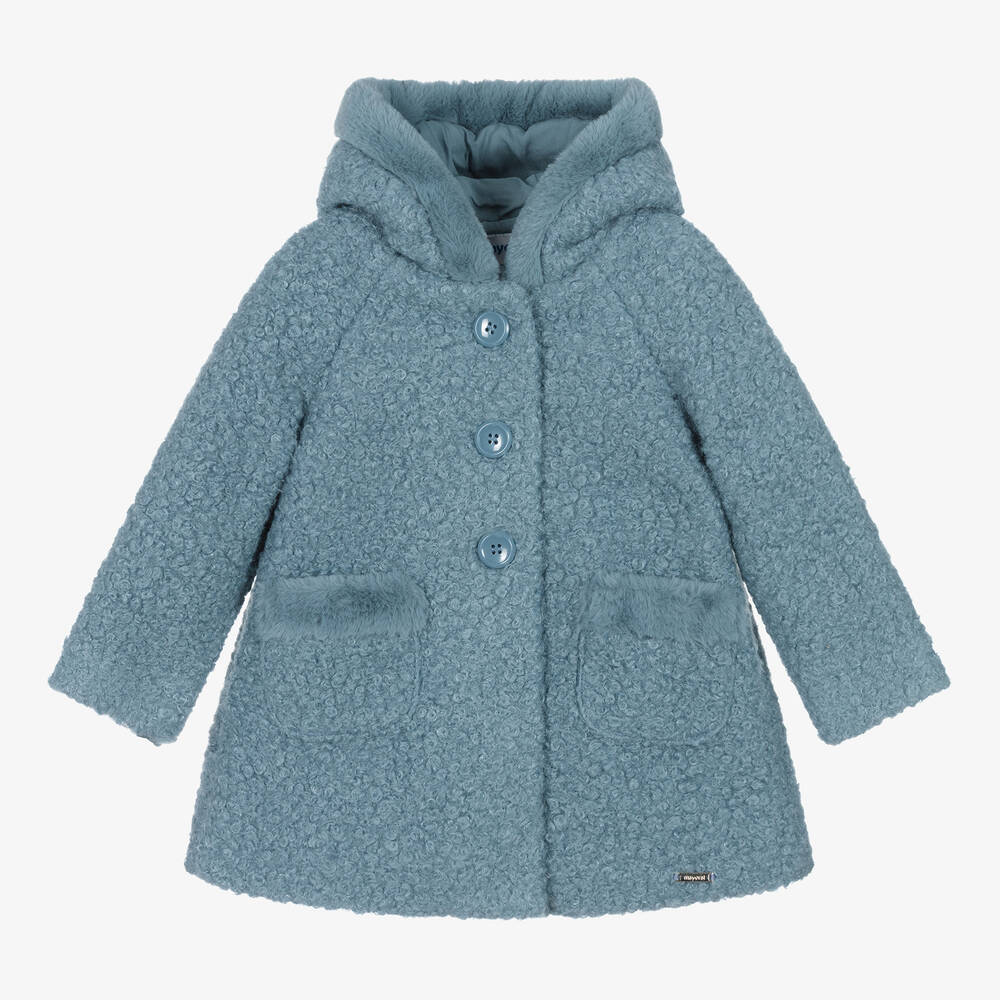 Mayoral - Manteau bleu en bouclé Fille | Childrensalon