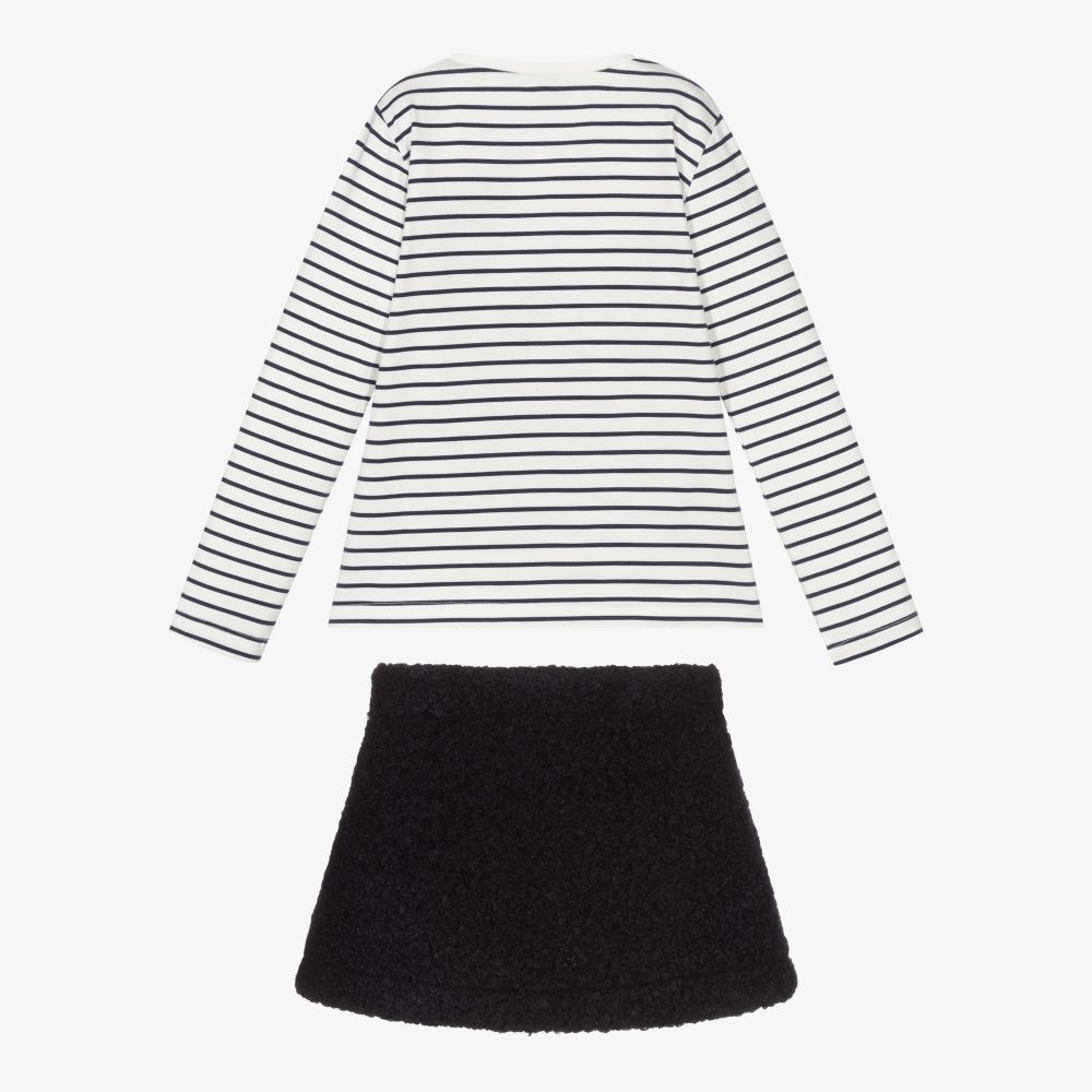Mayoral-Girls Blue Bouclé Skirt Set | Childrensalon Outlet