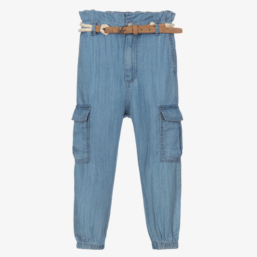 Mayoral - Girls Blue Cargo Trousers | Childrensalon