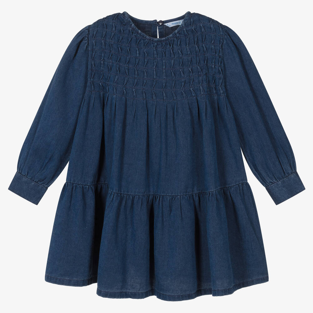 Mayoral-Girls Blue Chambray Dress | Childrensalon Outlet