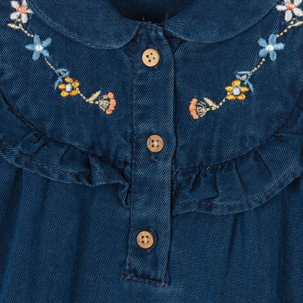 Mayoral-Синее платье из шамбре для девочек | Childrensalon Outlet