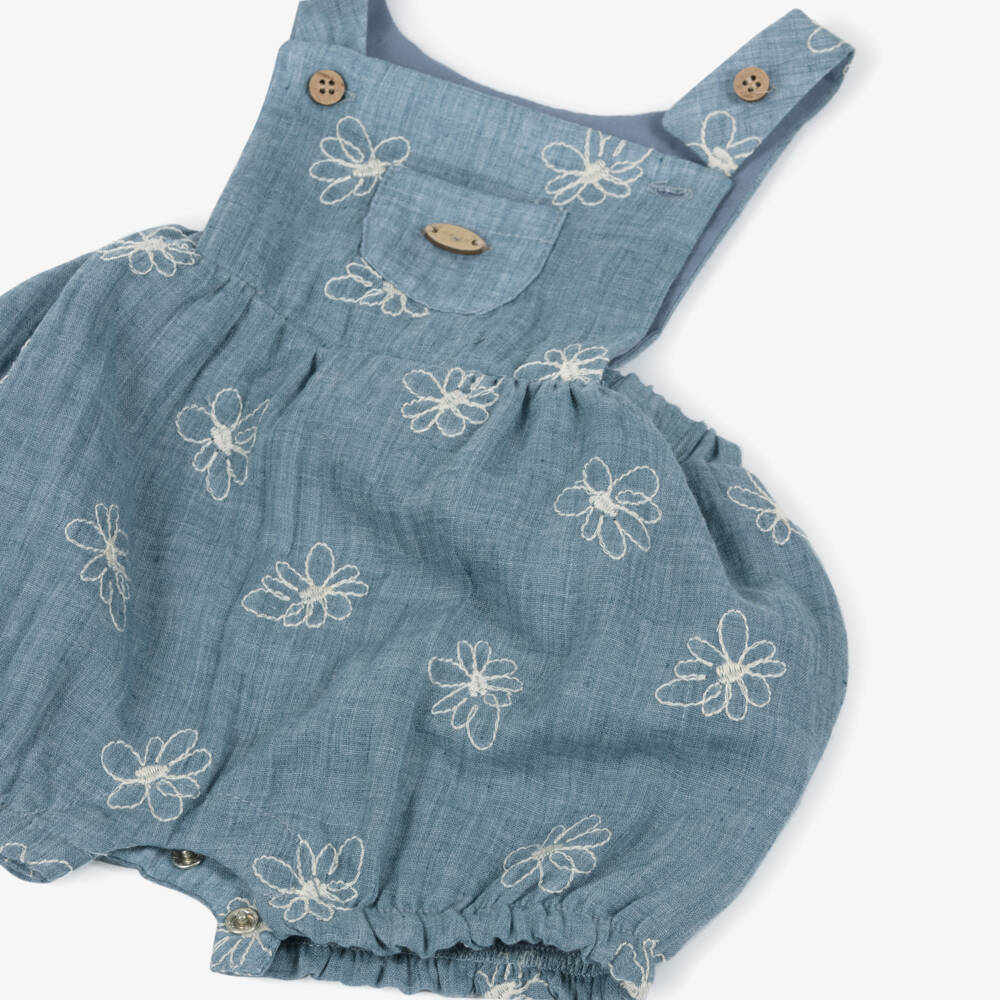 Mayoral Newborn-Girls Blue Chambray Dungaree Set | Childrensalon Outlet