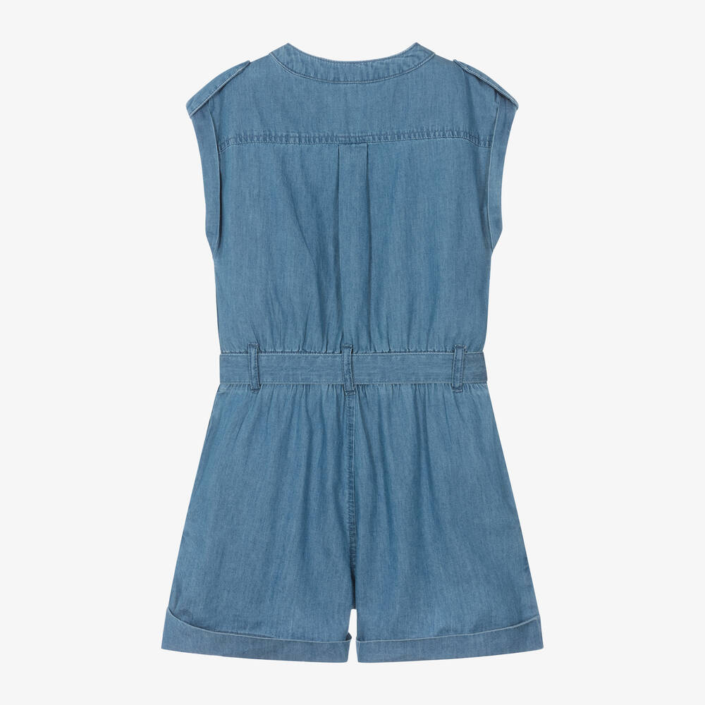 Mayoral-Girls Blue Chambray Playsuit | Childrensalon Outlet