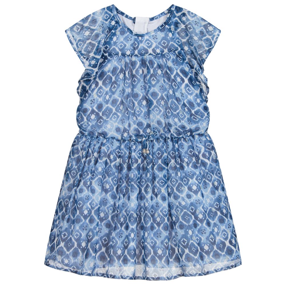 Mayoral-Girls Blue Chiffon Dress | Childrensalon Outlet