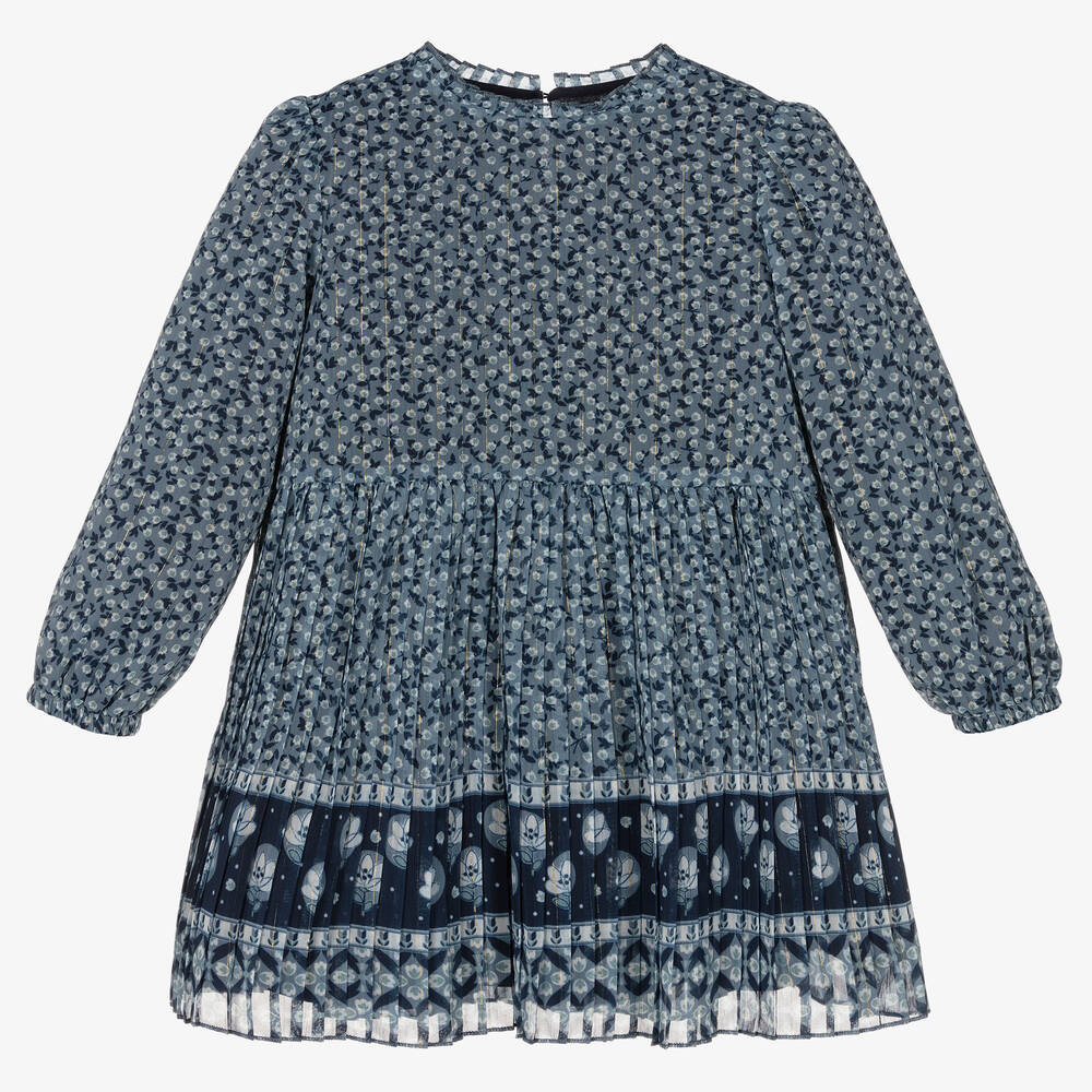 Mayoral Girls Blue Chiffon Dress Childrensalon Outlet