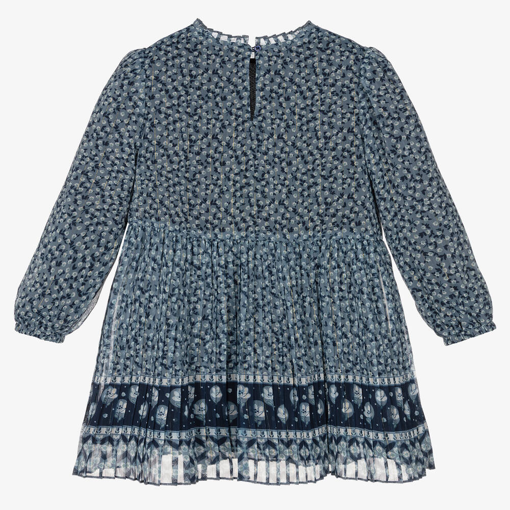 Mayoral-Girls Blue Chiffon Dress | Childrensalon Outlet