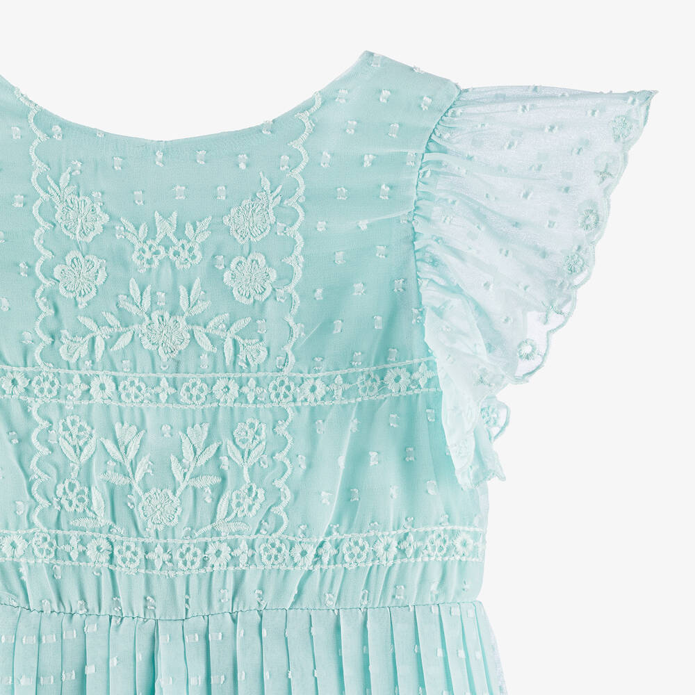 Mayoral-Girls Blue Chiffon Pleated Jumpsuit | Childrensalon Outlet